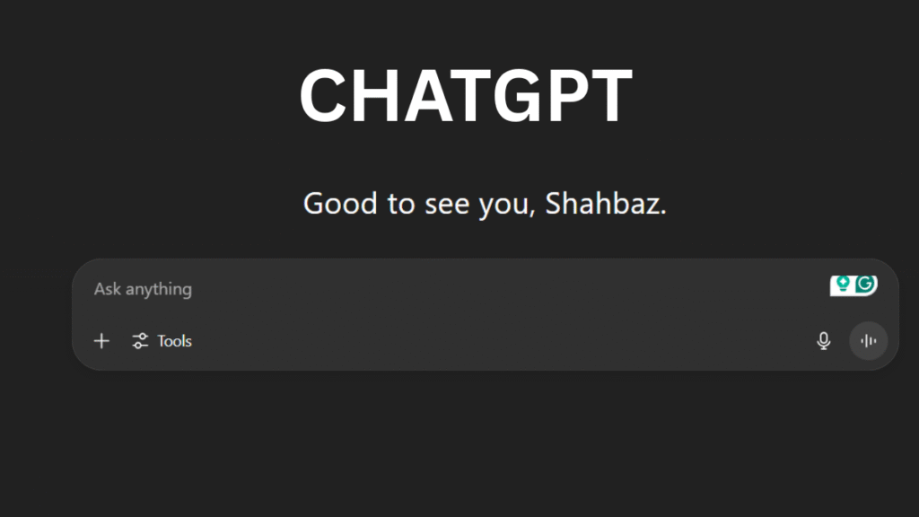 ChatGPT AI dashboard with prompt panel, chat history, and AI response interface