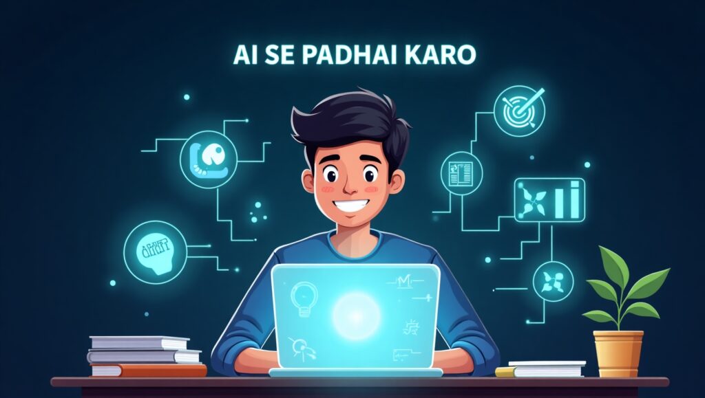 Best AI Tools for Students in 3D Animated Study Setup – Indian Student Learning with AI Tools