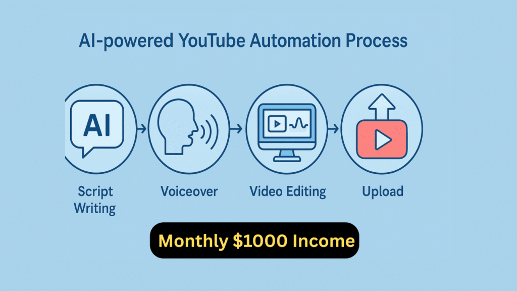 Automated YouTube Channel ka AI content creation process – script se upload tak