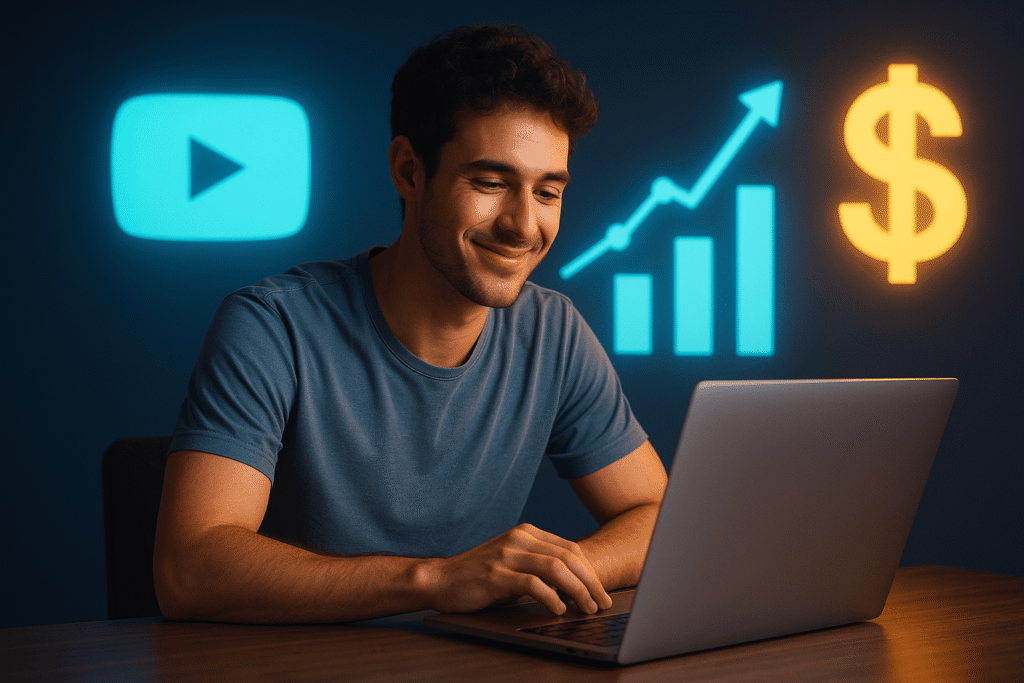 Automated YouTube Channel success ka visualization – creator ki first $1000 earning moment